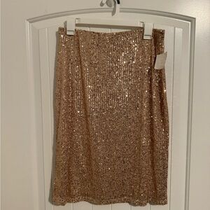 Adriana Papell champagne gold sequin pencil skirt size small NWT